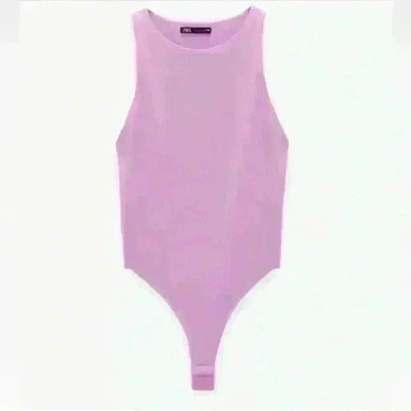 Zara Halter-neck Sleeveless Bodysuit Purple Pink one piece size S - Picture 5 of 5